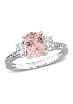 Best Pirce ๐คฉ 1.62 ct. t.w. Morganite and 5/8 ct. t.w. Diamond 3-Stone Engagement Ring in 14k White Gold by Belk & Co. โญ