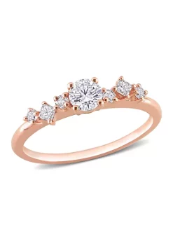 Best Pirce ๐ 1/2 CT TDW Diamond Semi-Eternity Ring in 14k Rose Gold by Belk & Co. ๐