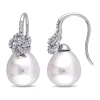 Wholesale ❤️ 10-10.5 Millimeter South Sea Cultured Pearl and 1/4 ct. t.w. Diamond Floral Drop Earrings in 14k White Gold by Belk & Co. 🌟