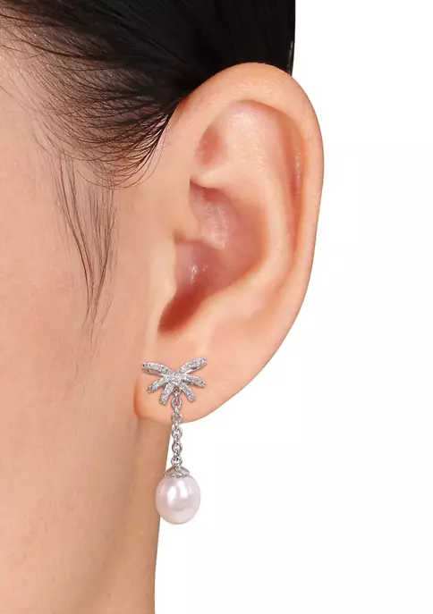 Wholesale ๐ 1/5 ct. t.w. Diamond and 8 to 8.5 Millimeter Cultured Freshwater Pearl Diamond Dangle Earrings in 10k White Gold by Belk & Co. ๐งจ 2 Wholesale ๐ 1/5 ct. t.w. Diamond and 8 to 8.5 Millimeter Cultured Freshwater Pearl Diamond Dangle Earrings in 10k White Gold by Belk & Co. ๐งจ - Image 2