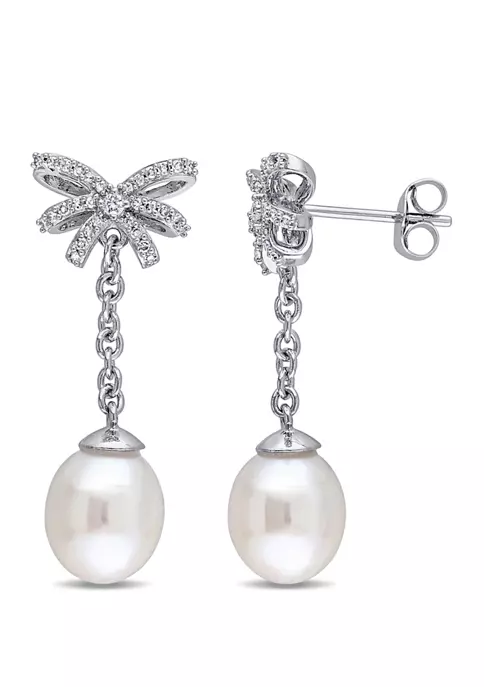 Wholesale ๐ 1/5 ct. t.w. Diamond and 8 to 8.5 Millimeter Cultured Freshwater Pearl Diamond Dangle Earrings in 10k White Gold by Belk & Co. ๐งจ 3 Wholesale ๐ 1/5 ct. t.w. Diamond and 8 to 8.5 Millimeter Cultured Freshwater Pearl Diamond Dangle Earrings in 10k White Gold by Belk & Co. ๐งจ - Image 3