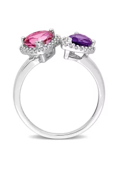 Best deal 🧨 Heart Shape Pink Topaz Pear Shape African-Amethyst and 1/5 CT TW Diamond Ring in 10k White Gold by Belk & Co. 🎉 -DealsBelk & Co. Store Belk 33775
