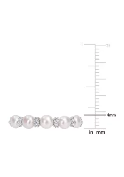 Cheap ⭐ 3.5-4 mm Cultured Freshwater Pearl and 1/8 ct. t.w. White Topaz Semi Eternity Ring in Sterling Silver by Belk & Co. 👍 -DealsBelk & Co. Store Belk 3378