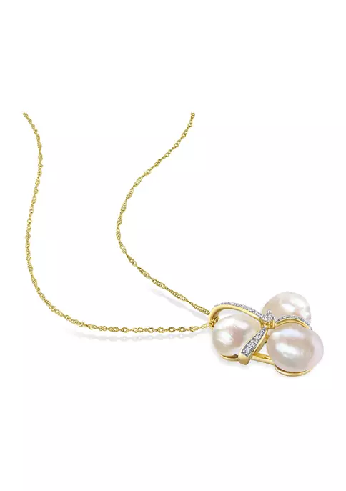 Wholesale 🔔 8-9.5MM Freshwater Cultured Pearl and 1/10 CT TW Diamond Ribbon Necklace in 14k Yellow Gold by Belk & Co. 🤩 2 Wholesale 🔔 8-9.5MM Freshwater Cultured Pearl and 1/10 CT TW Diamond Ribbon Necklace in 14k Yellow Gold by Belk & Co. 🤩 - Image 2