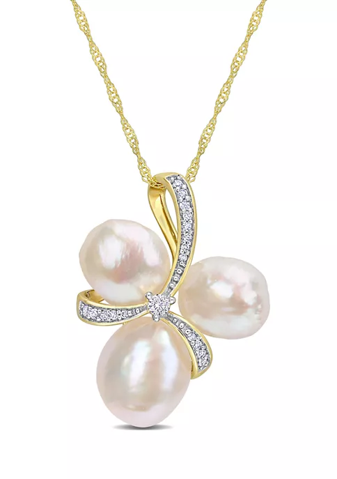 Wholesale 🔔 8-9.5MM Freshwater Cultured Pearl and 1/10 CT TW Diamond Ribbon Necklace in 14k Yellow Gold by Belk & Co. 🤩 5 Wholesale 🔔 8-9.5MM Freshwater Cultured Pearl and 1/10 CT TW Diamond Ribbon Necklace in 14k Yellow Gold by Belk & Co. 🤩 - Image 5