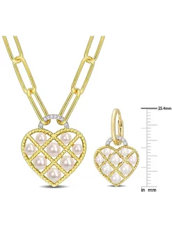 Best deal 😍 2-Piece Set of 2.5-5MM Freshwater Cultured Pearl and 1/10 ct. t.w. Diamond Earrings and Pendant with Chain in Yellow Plated Sterling Silver by Belk & Co. 🎁 -DealsBelk & Co. Store Belk 33788