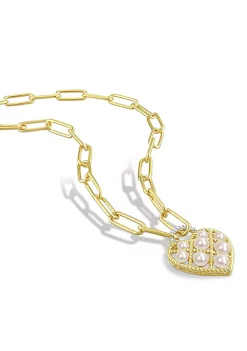 Best deal 😍 2-Piece Set of 2.5-5MM Freshwater Cultured Pearl and 1/10 ct. t.w. Diamond Earrings and Pendant with Chain in Yellow Plated Sterling Silver by Belk & Co. 🎁 -DealsBelk & Co. Store Belk 33789