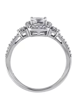 Best deal 🥰 3/4 ct. t.w. Lab Created White Sapphire and 1/6 ct. t.w. Diamond Halo Ring in 10K White Gold by Belk & Co. 🔥 -DealsBelk & Co. Store Belk 33793