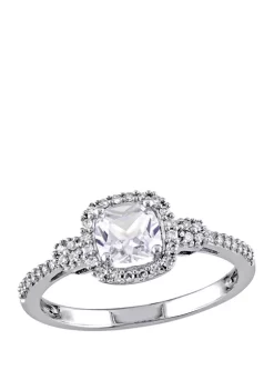 Best deal 🥰 3/4 ct. t.w. Lab Created White Sapphire and 1/6 ct. t.w. Diamond Halo Ring in 10K White Gold by Belk & Co. 🔥 -DealsBelk & Co. Store Belk 33796