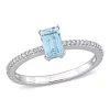 Brand new 👍 Octagonal Sky Blue Topaz and 1/10 CT TW Diamond Promise Ring in 10k White Gold by Belk & Co. 🛒