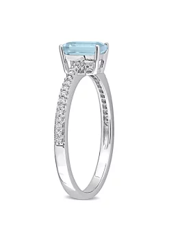 Brand new 👍 Octagonal Sky Blue Topaz and 1/10 CT TW Diamond Promise Ring in 10k White Gold by Belk & Co. 🛒 -DealsBelk & Co. Store Belk 33798