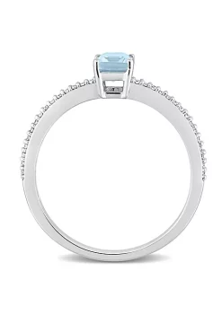 Brand new 👍 Octagonal Sky Blue Topaz and 1/10 CT TW Diamond Promise Ring in 10k White Gold by Belk & Co. 🛒 -DealsBelk & Co. Store Belk 33799