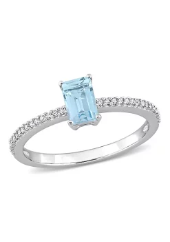 Brand new 👍 Octagonal Sky Blue Topaz and 1/10 CT TW Diamond Promise Ring in 10k White Gold by Belk & Co. 🛒 -DealsBelk & Co. Store Belk 33802