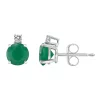 Deals 😀 14K Gold 5mm Round Emerald Diamond Accent Earrings by Belk & Co. ✨