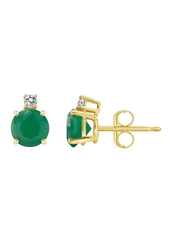 Deals 😀 14K Gold 5mm Round Emerald Diamond Accent Earrings by Belk & Co. ✨ -DealsBelk & Co. Store Belk 33812