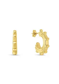 Top 10 😍 14 Karat Yellow Gold Round Spike 'C' Hoop Earring by Belk & Co. ⭐