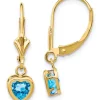 New 👍 1 ct. t.w. Blue Topaz 5mm Heart Earrings in 14K Yellow Gold by Belk & Co. 🛒