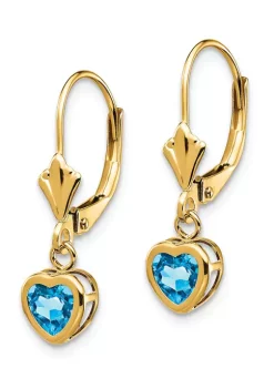 New 👍 1 ct. t.w. Blue Topaz 5mm Heart Earrings in 14K Yellow Gold by Belk & Co. 🛒 -DealsBelk & Co. Store Belk 33831