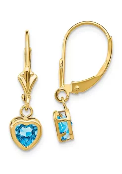 New 👍 1 ct. t.w. Blue Topaz 5mm Heart Earrings in 14K Yellow Gold by Belk & Co. 🛒 -DealsBelk & Co. Store Belk 33833