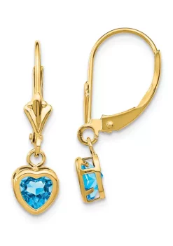 New 👍 1 ct. t.w. Blue Topaz 5mm Heart Earrings in 14K Yellow Gold by Belk & Co. 🛒 -DealsBelk & Co. Store Belk 33835