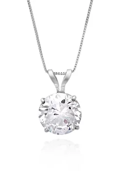 Hot Sale โ๏ธ 14k White Gold 7mm Cubic Zirconia Pendant by Belk & Co. โจ