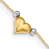 Wholesale 🤩 14K Two Tone Polished Puffed Heart with Beads 10 Inch Anklet by Belk & Co. ⌛