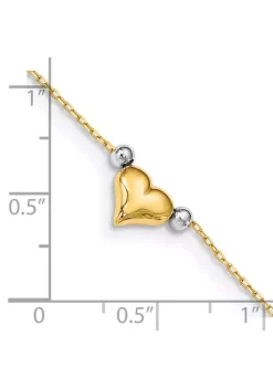 Wholesale 🤩 14K Two Tone Polished Puffed Heart with Beads 10 Inch Anklet by Belk & Co. ⌛ -DealsBelk & Co. Store Belk 33843