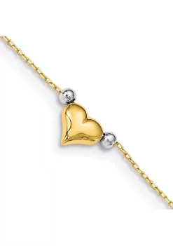Wholesale 🤩 14K Two Tone Polished Puffed Heart with Beads 10 Inch Anklet by Belk & Co. ⌛ -DealsBelk & Co. Store Belk 33844