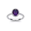 Best Pirce 😍 1 1/2cttw Oval Shape Amethyst and Halo Diamond Ring In Sterling Silver by Belk & Co. ✔️
