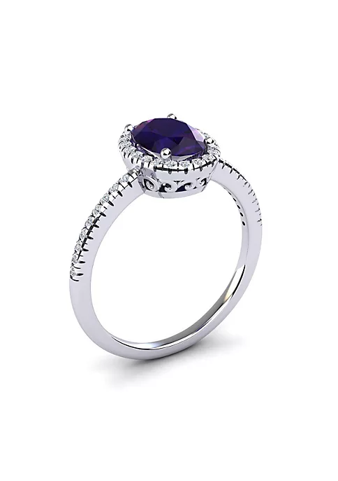 Best Pirce 😍 1 1/2cttw Oval Shape Amethyst and Halo Diamond Ring In Sterling Silver by Belk & Co. ✔️ 2 Best Pirce 😍 1 1/2cttw Oval Shape Amethyst and Halo Diamond Ring In Sterling Silver by Belk & Co. ✔️ - Image 2