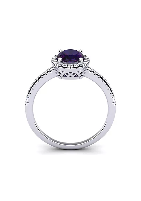 Best Pirce 😍 1 1/2cttw Oval Shape Amethyst and Halo Diamond Ring In Sterling Silver by Belk & Co. ✔️ 3 Best Pirce 😍 1 1/2cttw Oval Shape Amethyst and Halo Diamond Ring In Sterling Silver by Belk & Co. ✔️ - Image 3