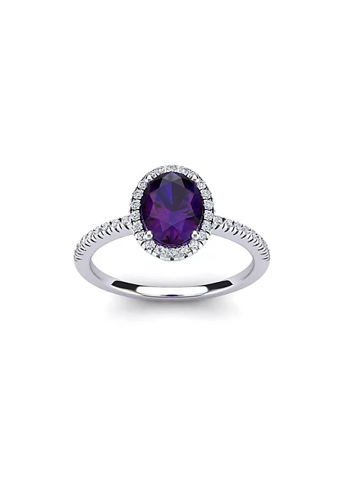 Best Pirce 😍 1 1/2cttw Oval Shape Amethyst and Halo Diamond Ring In Sterling Silver by Belk & Co. ✔️ 6 Best Pirce 😍 1 1/2cttw Oval Shape Amethyst and Halo Diamond Ring In Sterling Silver by Belk & Co. ✔️ - Image 6