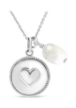 Buy 🔔 Fresh Water Pearl and Heart Charm Necklace in Sterling Silver by Belk & Co. 👍 -DealsBelk & Co. Store Belk 3388