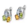 Brand new 👏 1.34 ct. t.w. Peridot, Citrine, Light Swiss Blue Topaz and White Topaz Hinged Earrings in Rhodium-Plated Sterling Silver by Belk & Co. 😉