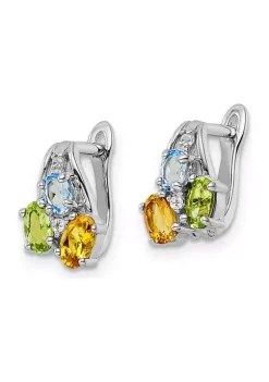 Brand new 👏 1.34 ct. t.w. Peridot, Citrine, Light Swiss Blue Topaz and White Topaz Hinged Earrings in Rhodium-Plated Sterling Silver by Belk & Co. 😉 -DealsBelk & Co. Store Belk 33890