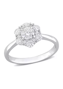 Flash Sale ⭐ 1 CT TW Diamond Cluster Engagement Ring in 14k White Gold by Belk & Co. 🔥