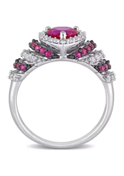 Coupon 😍 Created Ruby and Created White Sapphire Halo Heart Vintage Ring in Sterling Silver by Belk & Co. 🤩 -DealsBelk & Co. Store Belk 3391