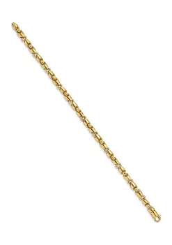Hot Sale 🔔 Mens 14K Yellow Gold 5 Millimeter Hand-Polished Fancy Link Bracelet by Belk & Co. 🎁 -DealsBelk & Co. Store Belk 33916