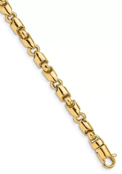 Hot Sale 🔔 Mens 14K Yellow Gold 5 Millimeter Hand-Polished Fancy Link Bracelet by Belk & Co. 🎁 -DealsBelk & Co. Store Belk 33917