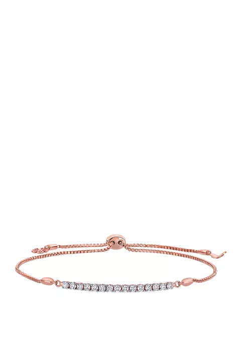 Cheap ✔️ 1/3 ct. t.w. Diamond Bar Adjustable Bolo Bracelet in 14K Rose Gold by Belk & Co. ⭐ 1 Cheap ✔️ 1/3 ct. t.w. Diamond Bar Adjustable Bolo Bracelet in 14K Rose Gold by Belk & Co. ⭐