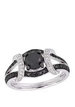 Top 10 ❤️ 1.38 ct. t.w. Black and White Diamond Split Shank Ring in 10K White Gold by Belk & Co. 🔥