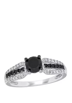 Best reviews of ✔️ 1.1 ct. t.w. Black and White Diamond Halo Engagement Ring in 14K White Gold by Belk & Co. 🥰