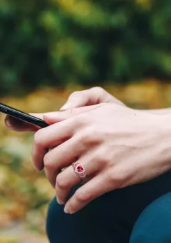 Coupon 😍 Created Ruby and Created White Sapphire Halo Heart Vintage Ring in Sterling Silver by Belk & Co. 🤩 -DealsBelk & Co. Store Belk 3394
