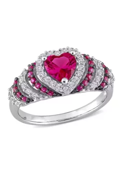 Coupon 😍 Created Ruby and Created White Sapphire Halo Heart Vintage Ring in Sterling Silver by Belk & Co. 🤩 -DealsBelk & Co. Store Belk 3395