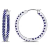 Cheapest 🧨 2.8 ct. t.g.w. Created Blue Sapphire Inside Outside Hoop Earrings in 10K White Gold by Belk & Co. 👍