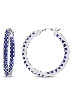 Cheapest 🧨 2.8 ct. t.g.w. Created Blue Sapphire Inside Outside Hoop Earrings in 10K White Gold by Belk & Co. 👍 -DealsBelk & Co. Store Belk 33953