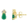 Best deal 😀 14K Gold 6x4 Pear Shape Emerald 1/8 Cttw Diamond Earrings by Belk & Co. 😀