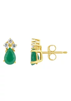 Best deal 😀 14K Gold 6x4 Pear Shape Emerald 1/8 Cttw Diamond Earrings by Belk & Co. 😀 -DealsBelk & Co. Store Belk 33994