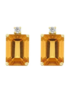 Flash Sale 🎁 14K Gold 8x6 Emerald Cut Citrine Diamond Accent Earrings by Belk & Co. ✔️ -DealsBelk & Co. Store Belk 34001