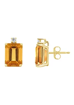 Flash Sale 🎁 14K Gold 8x6 Emerald Cut Citrine Diamond Accent Earrings by Belk & Co. ✔️ -DealsBelk & Co. Store Belk 34003